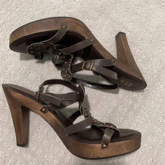 Franco Sarto Brown Leather Platform Sandal - Picture 5 of 10